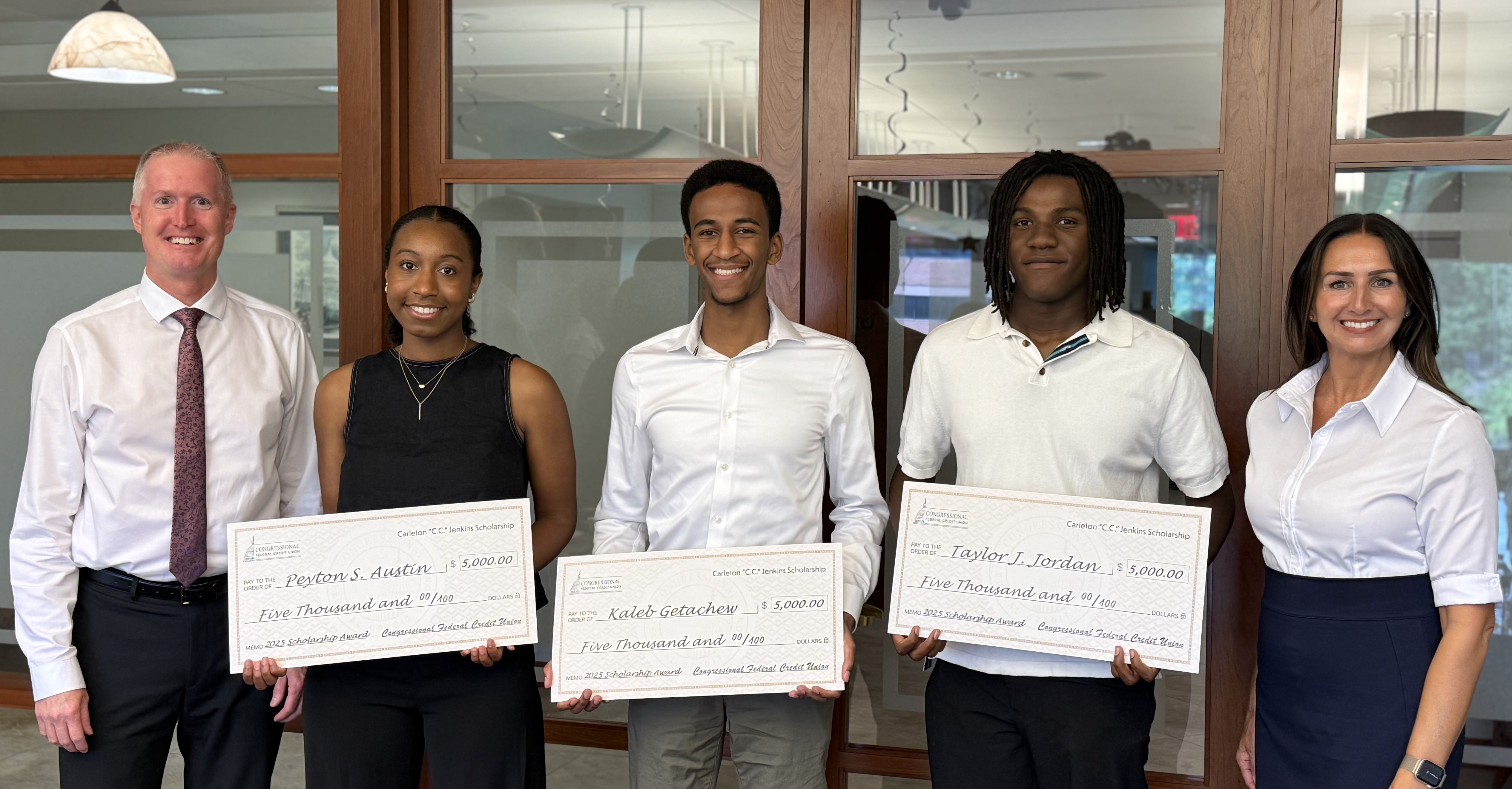 Congressional Federal Credit Union leadership with 2025 Carleton C.C. Jenkins Scholarship awardees